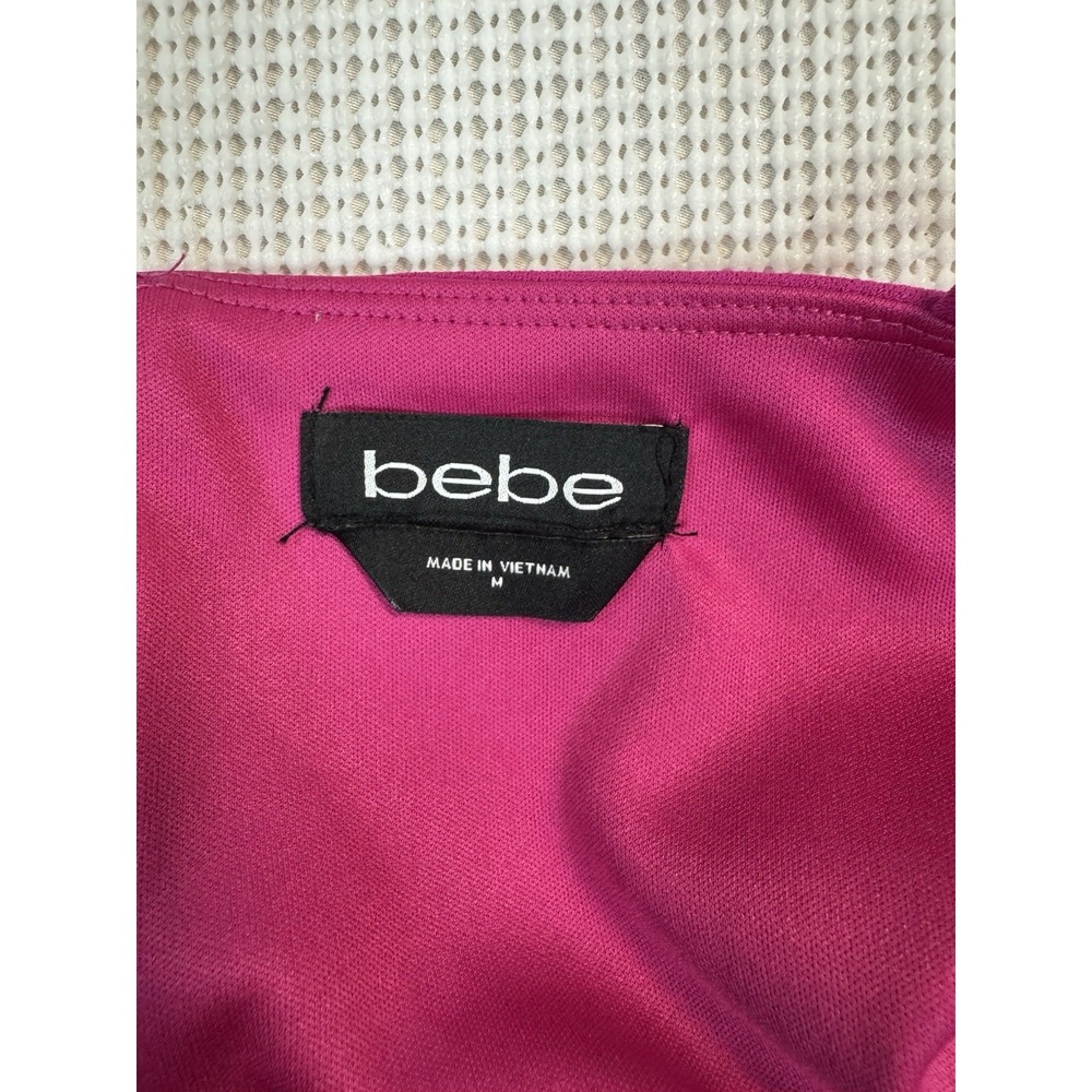 Bebe Pink Jumpsuit Womens Medium Wide Leg Spaghetti Strap Fuchsia NWT Read - Picture 15 of 16